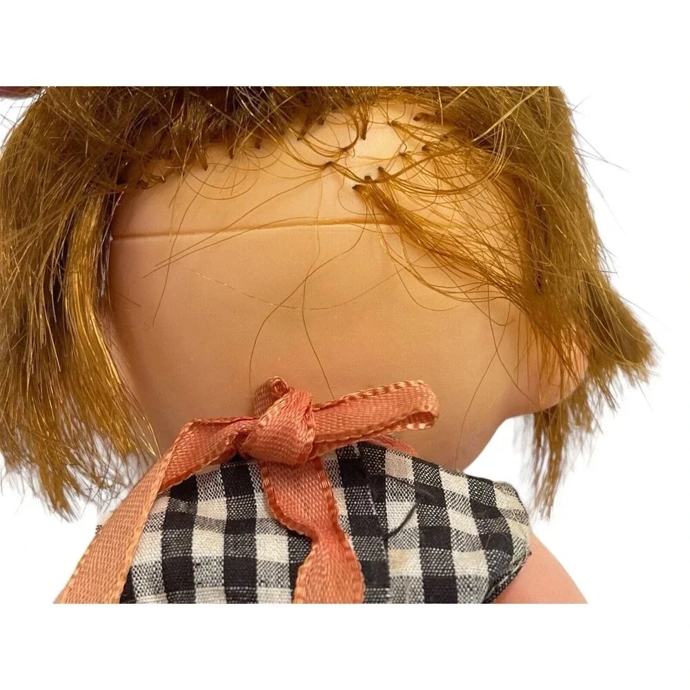 Vintage Forsum 6'' Big Eyes Redhead Freckles Rubber Doll Japan 1960s Boy Red Tag